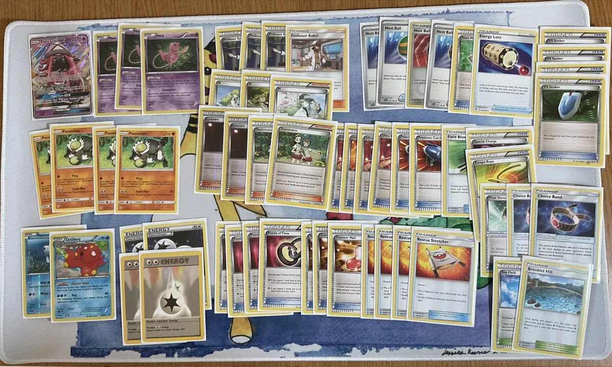 Passimian deck laid out on a playmat. List below.