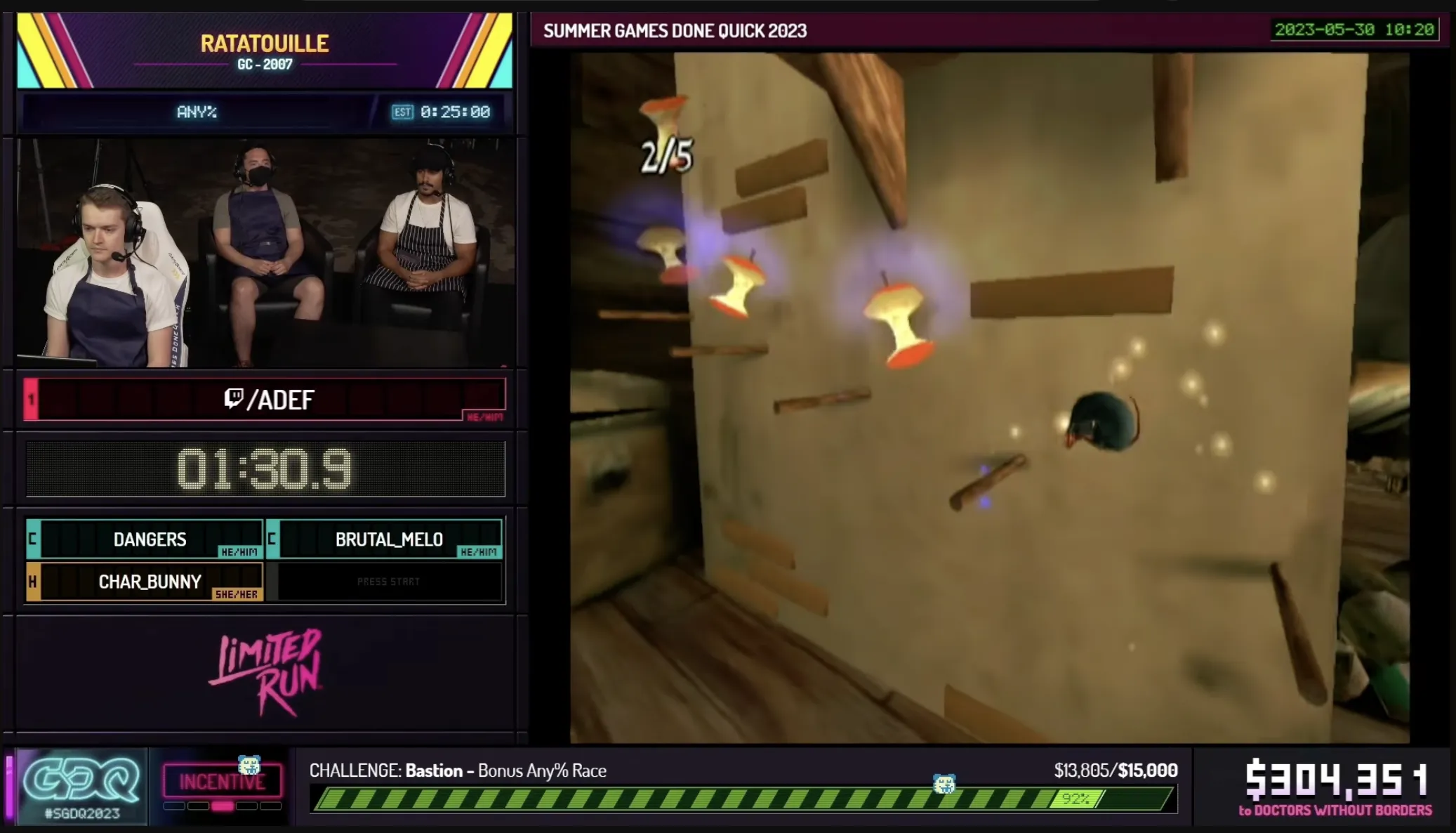 Screenshot of adef playing Ratatouille in GDQ event