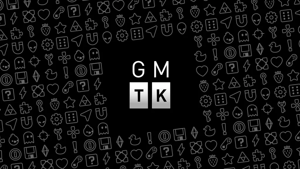 GMTK wordmark logo on top of background that has variety of icons from different games in a tilted grid