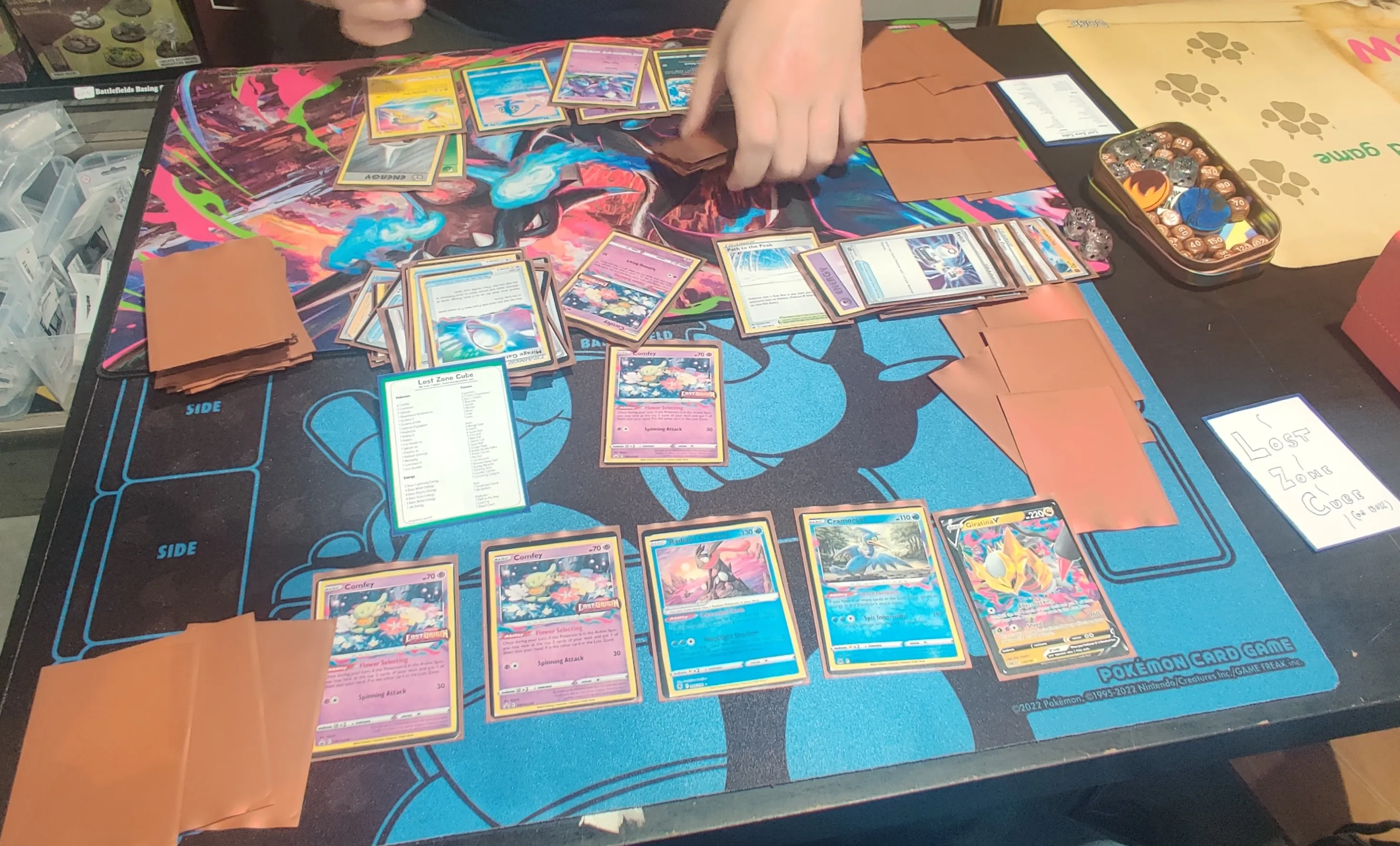 Pokemon TCG gameplay with both players playing with a shared Lost Zone engine