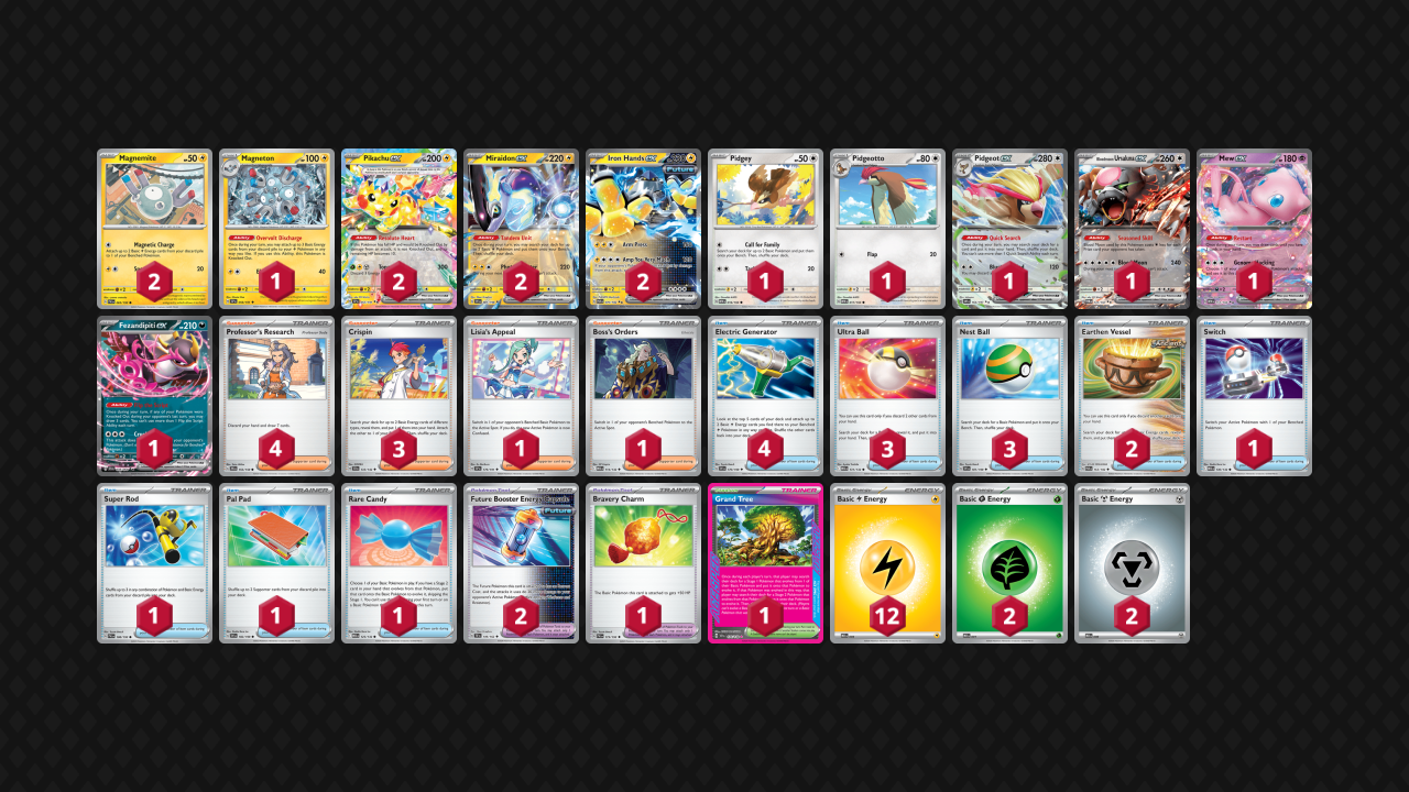 A Pokemon TCG deck, decklist in text below