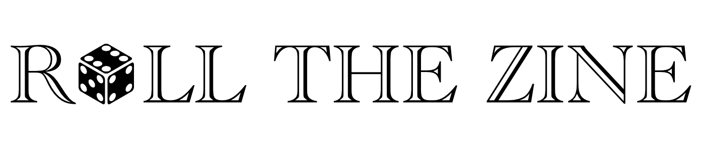 Roll the Zine textmark logo with the first O replaced with a die.