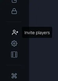 Screenshot of a sidebar with an icon of a person and a plus sign with hover title of Invite players.